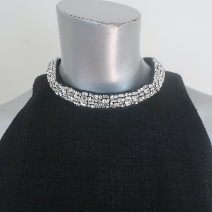 Sandro Dorinna Rhinestone-Trim Mini Shift Dress Black Tweed Size 34 NEW