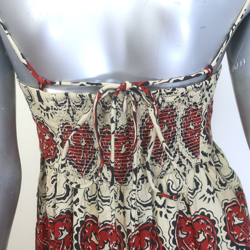 Alix Of Bohemia Autumn Bleeding Heart Midi Dress Beige/Red Size Extra Small