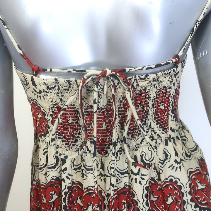 Alix Of Bohemia Autumn Bleeding Heart Midi Dress Beige/Red Size Extra Small
