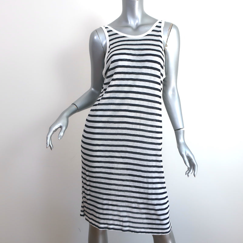 T by Alexander Wang Striped Mini Tank Dress White/Black Linen-Blend Si Celebrity Owned T by Alexander Wang Striped Mini Tank Dress White/Black Linen-Blend Si Celebrity Owned