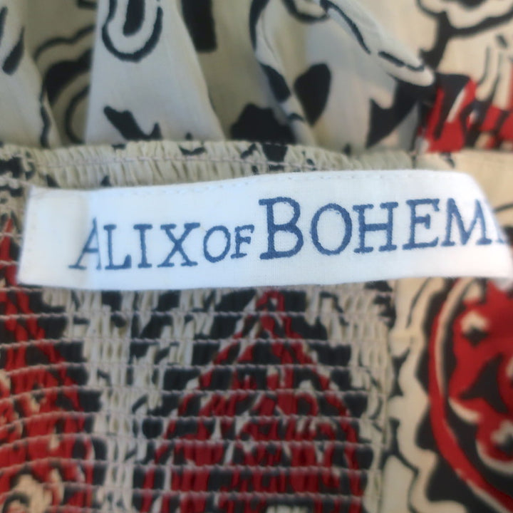 Alix Of Bohemia Autumn Bleeding Heart Midi Dress Beige/Red Size Extra Small