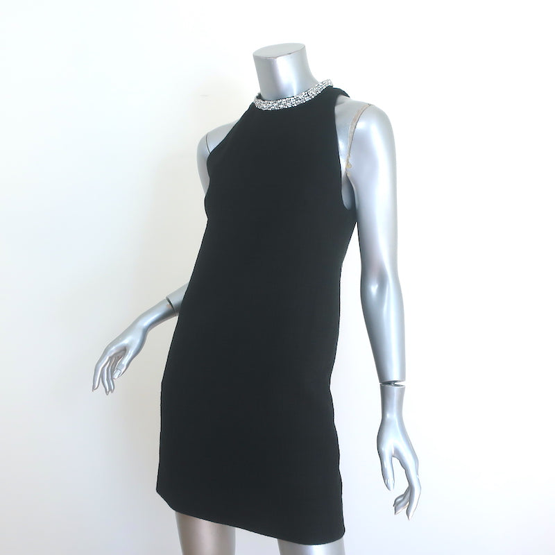 Sandro Dorinna Rhinestone-Trim Mini Shift Dress Black Tweed Size 34 NEW