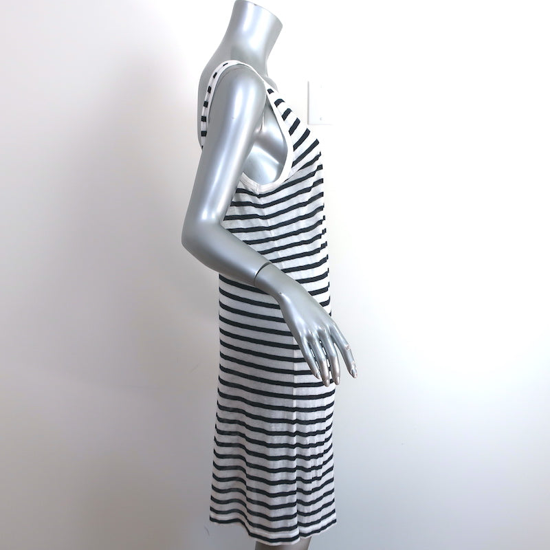 T by Alexander Wang Striped Mini Tank Dress White/Black Linen-Blend Size Medium