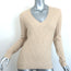 Ralph Lauren Slim Fit Cashmere Cable Knit V-Neck Sweater Beige Size Medium