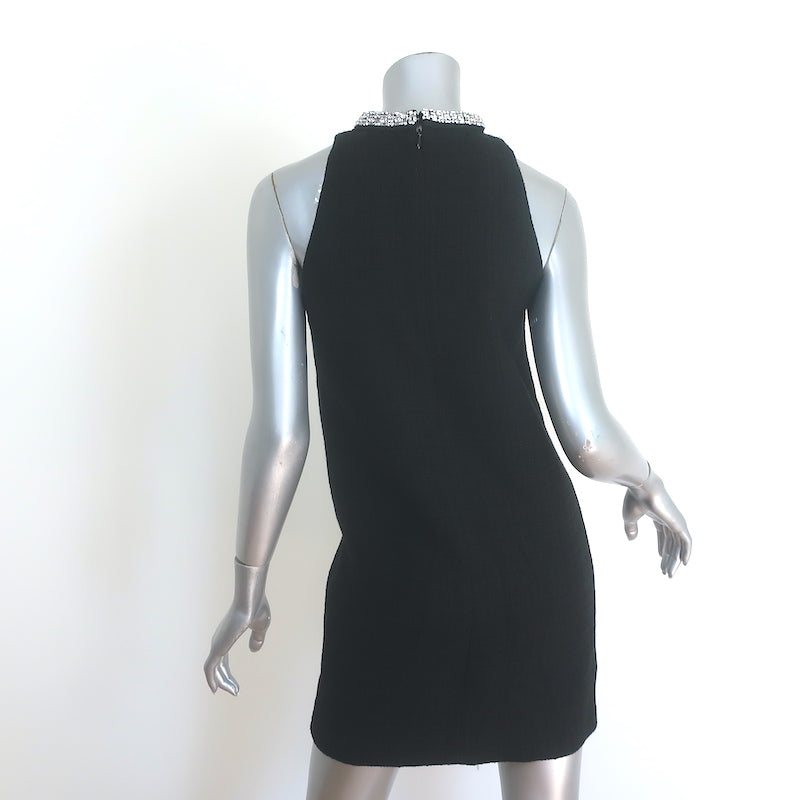 Sandro Dorinna Rhinestone-Trim Mini Shift Dress Black Tweed Size 34 NEW