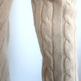 Ralph Lauren Slim Fit Cashmere Cable Knit V-Neck Sweater Beige Size Medium