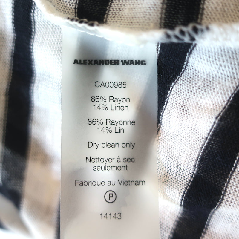 T by Alexander Wang Striped Mini Tank Dress White/Black Linen-Blend Size Medium