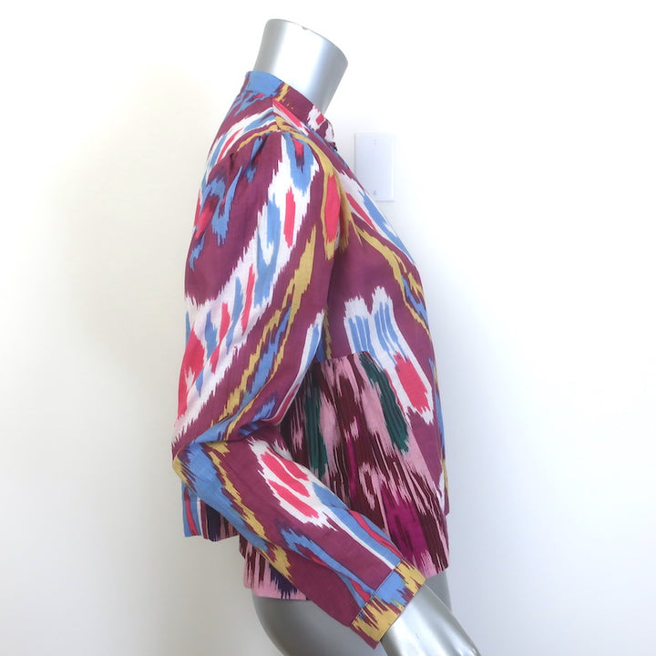 Alix of Bohemia Pleated-Side Ikat Print Top Multicolor Cotton Size Extra Small