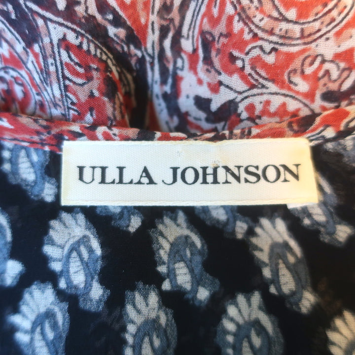 Ulla Johnson Salinas Blouson Mini Dress Red/Navy Paisley Print Chiffon Size 6