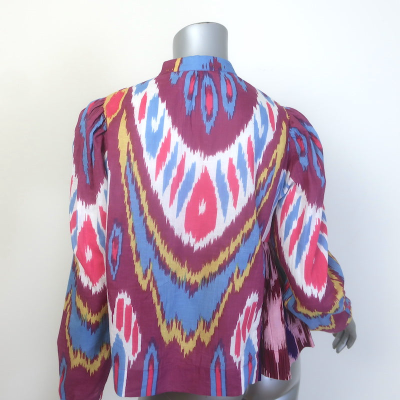 Alix of Bohemia Pleated-Side Ikat Print Top Multicolor Cotton Size Extra Small