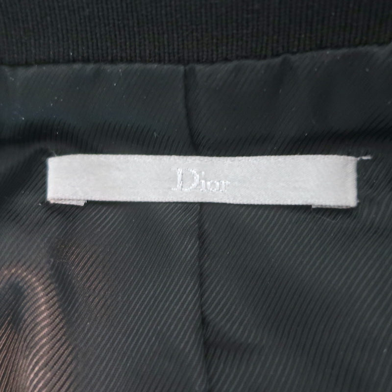 Dior Homme Leather-Sleeve Bomber Jacket Black Tweed Size 48