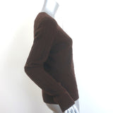 Ralph Lauren Slim Fit Cashmere Cable Knit V-Neck Sweater Dark Brown Size Large