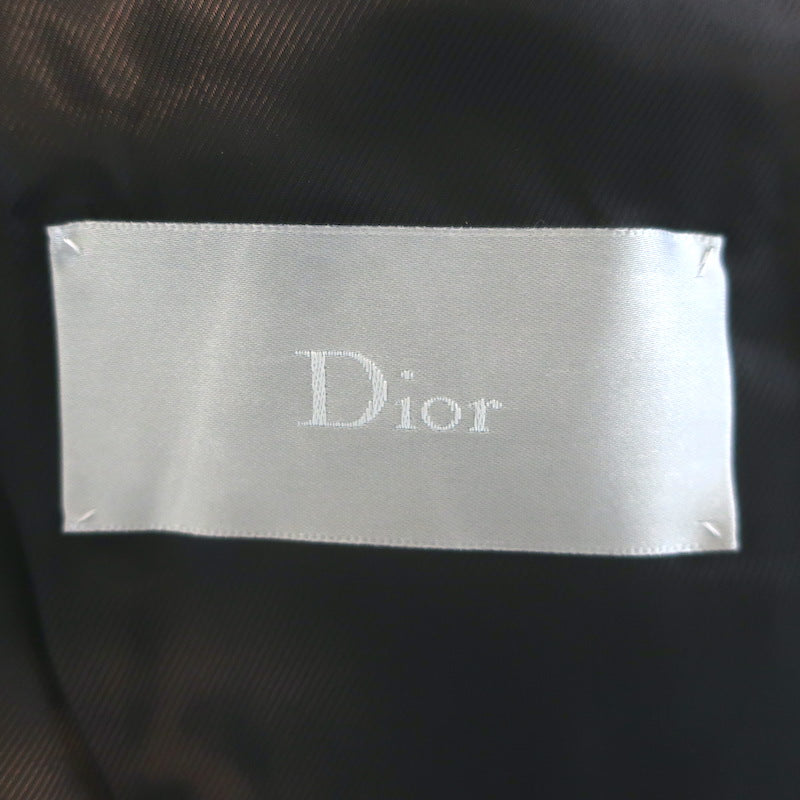 Dior Homme Leather-Sleeve Bomber Jacket Black Tweed Size 48