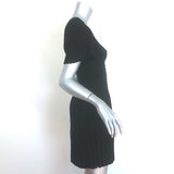 Sandro Claudine Pleated Pointelle Knit Mini Dress Black Size 34 NEW