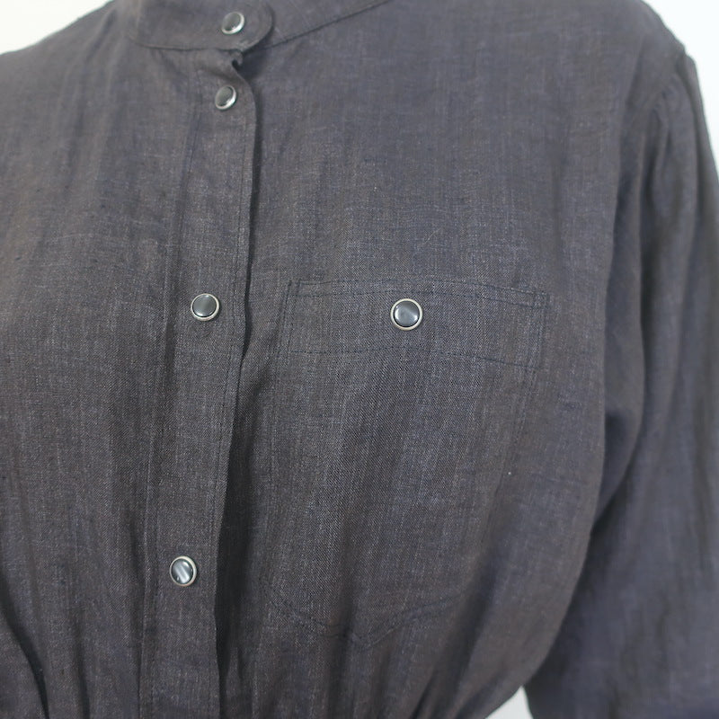 Isabel Marant Etoile Naxos Midi Shirt Dress Anthracite Linen Size 38