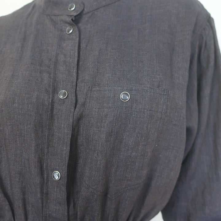 Isabel Marant Etoile Naxos Midi Shirt Dress Anthracite Linen Size 38