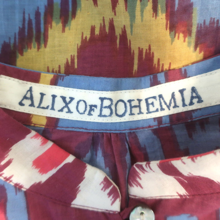 Alix of Bohemia Pleated-Side Ikat Print Top Multicolor Cotton Size Extra Small