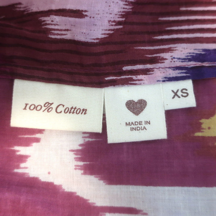 Alix of Bohemia Pleated-Side Ikat Print Top Multicolor Cotton Size Extra Small
