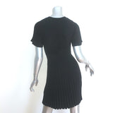 Sandro Claudine Pleated Pointelle Knit Mini Dress Black Size 34 NEW
