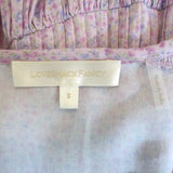 LoveShackFancy Toto Smocked Mini Dress Purple Pansy Print Size Small