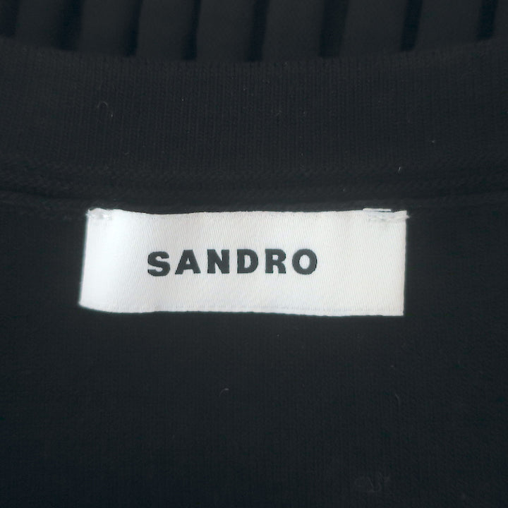 Sandro Claudine Pleated Pointelle Knit Mini Dress Black Size 34 NEW