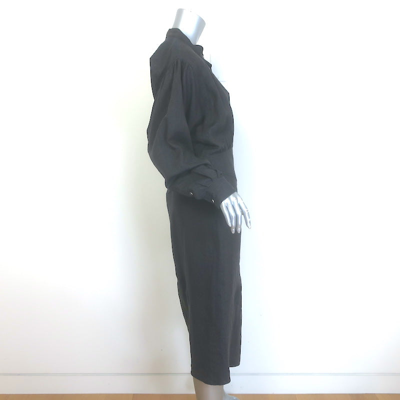 Isabel Marant Etoile Naxos Midi Shirt Dress Anthracite Linen Size 38