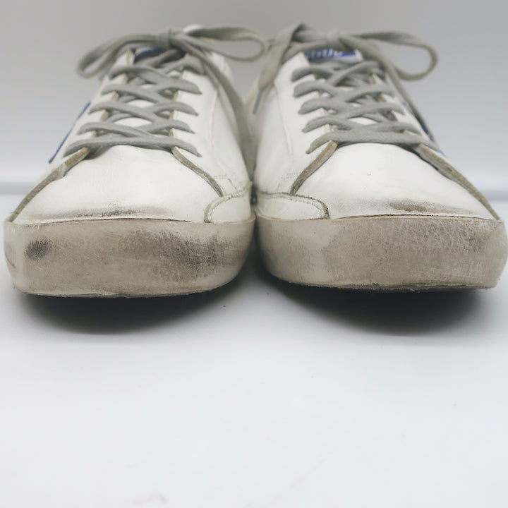 Golden Goose Superstar Glitter Heel Sneakers White Leather &amp; Blue Suede Size 41