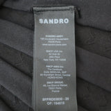 Sandro Claudine Pleated Pointelle Knit Mini Dress Black Size 34 NEW