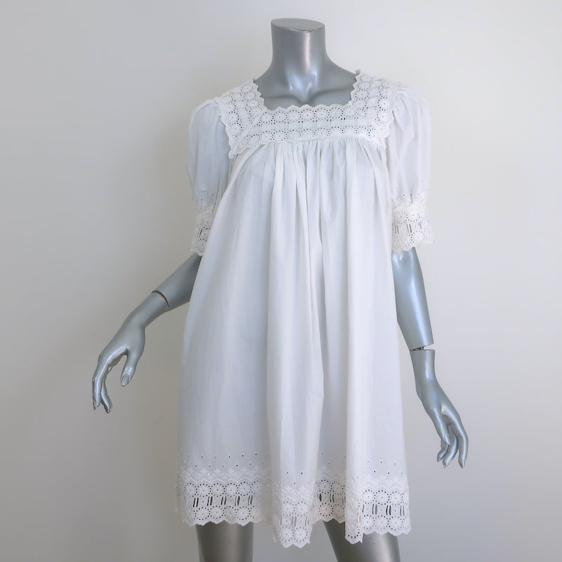 Doen Sterling Eyelet-Embroidered Puff Sleeve Mini Dress White Size Small Doen Sterling Eyelet-Embroidered Puff Sleeve Mini Dress White Size Small