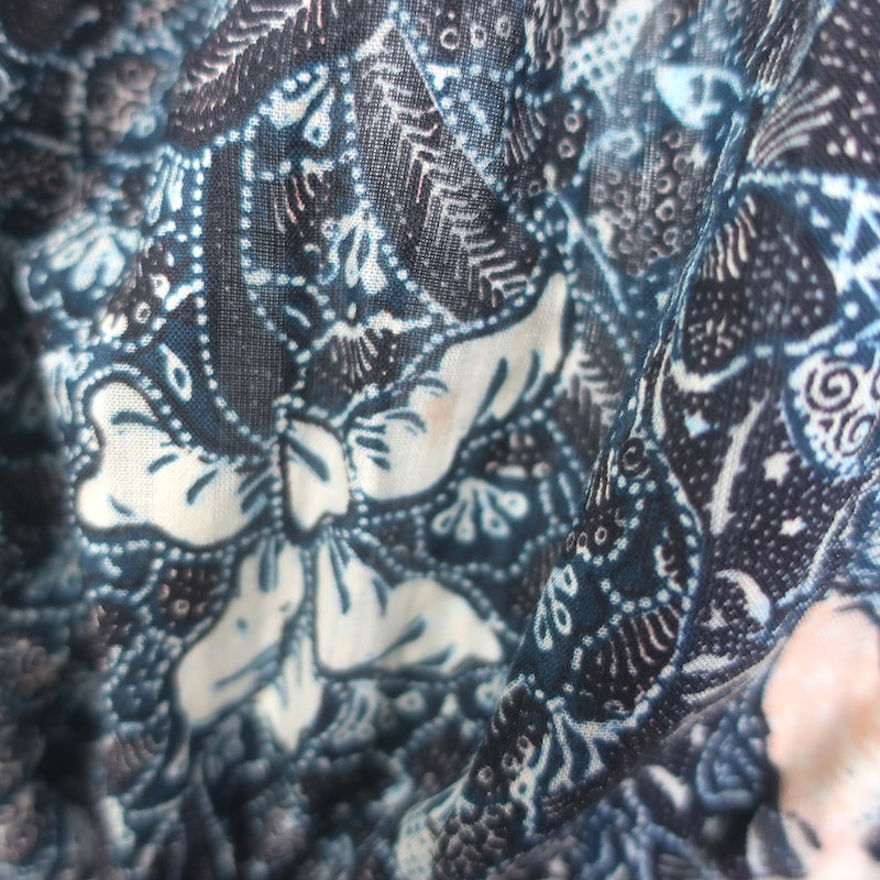 Ulla Johnson Rema Flutter Sleeve Tiered Midi Dress Navy Floral Print Size 6