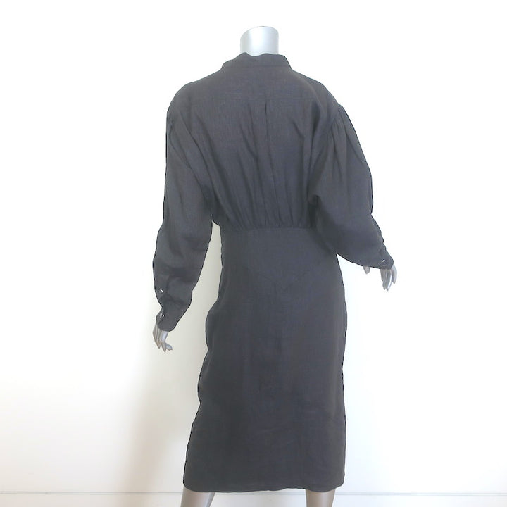 Isabel Marant Etoile Naxos Midi Shirt Dress Anthracite Linen Size 38
