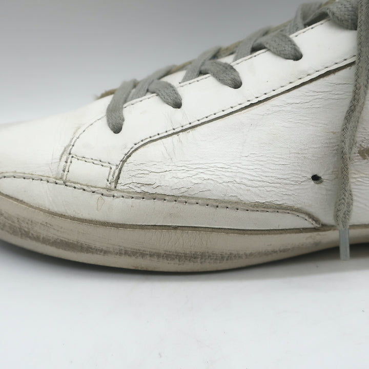 Golden Goose Superstar Glitter Heel Sneakers White Leather &amp; Blue Suede Size 41