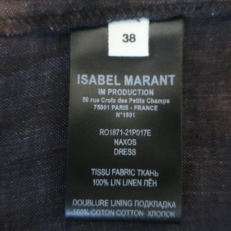 Isabel Marant Etoile Naxos Midi Shirt Dress Anthracite Linen Size 38