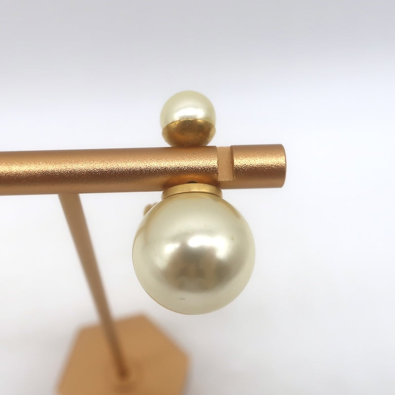 Christian Dior Tribales Faux Pearl &amp; Crystal Single Heart Drop Earring Gold-Plated