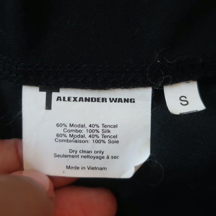 T by Alexander Wang Tunic Black Silk &amp; Jersey Size Small Sleeveless Mini Dress