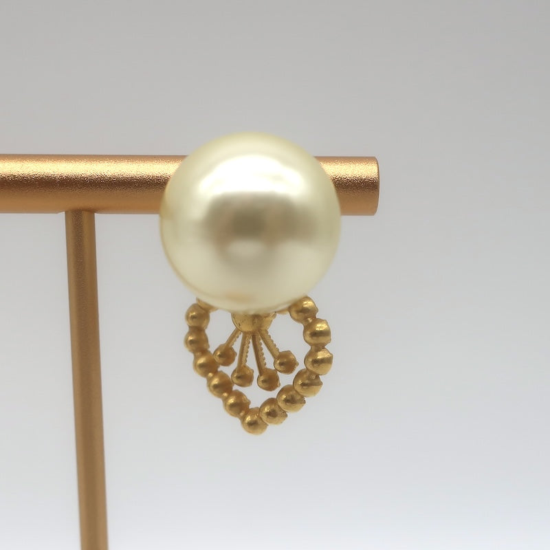 Christian Dior Tribales Faux Pearl &amp; Crystal Single Heart Drop Earring Gold-Plated