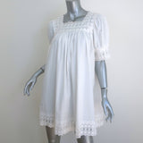 Doen Sterling Eyelet-Embroidered Puff Sleeve Mini Dress White Size Small