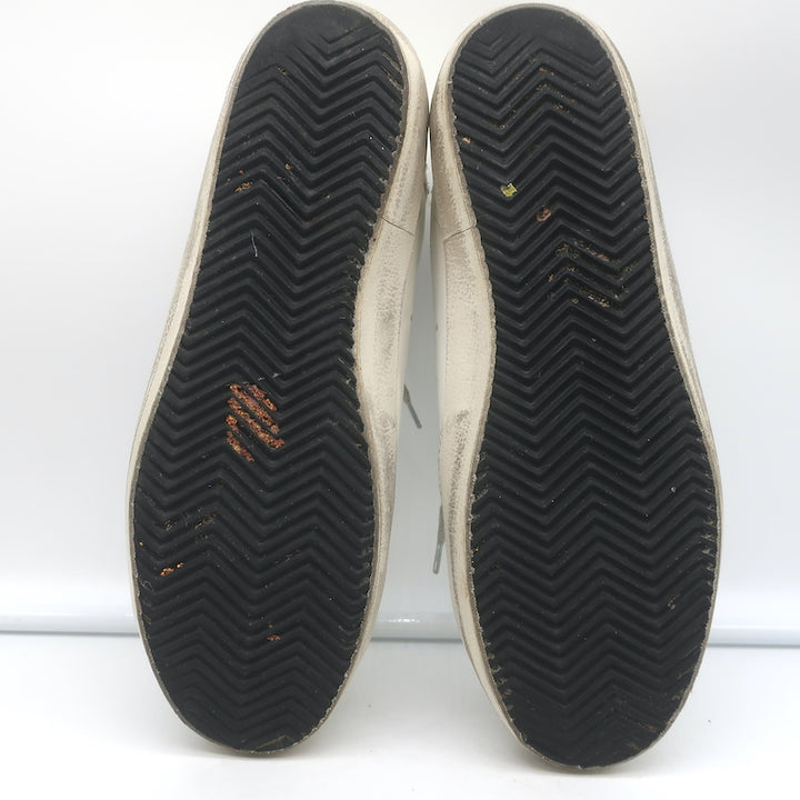 Golden Goose Superstar Glitter Heel Sneakers White Leather &amp; Blue Suede Size 41