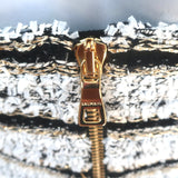 Balmain Chain Strap Striped Metallic Tweed Crop Top White/Black Size 38