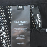 Balmain Chain Strap Striped Metallic Tweed Crop Top White/Black Size 38