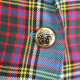 Smythe Puff Sleeve Tartan Blazer Blue Wool Size 6 One-Button Jacket