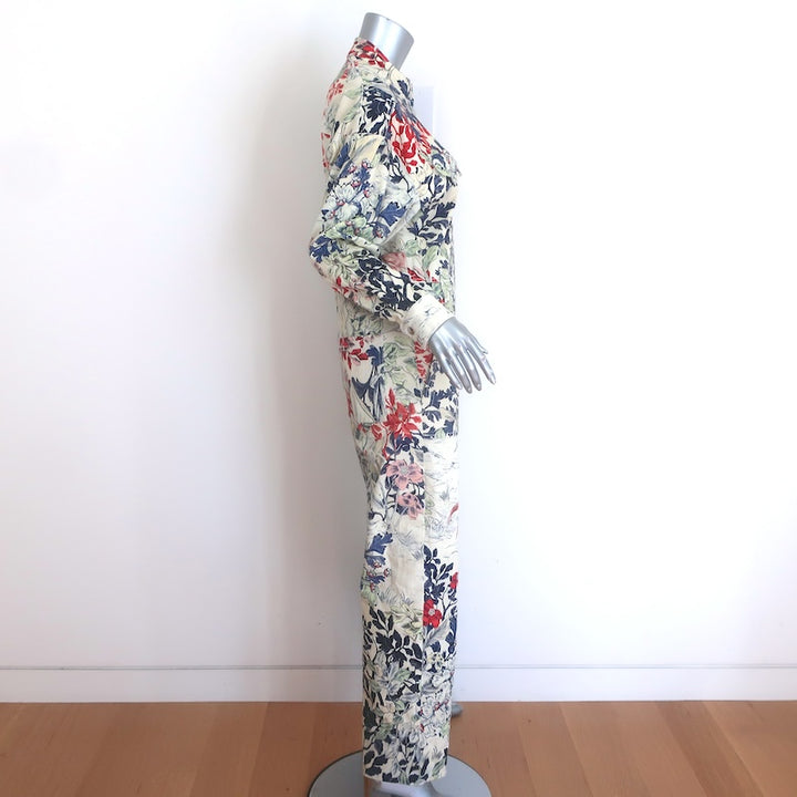 Chufy Tassa Floral Print Jumpsuit Cream/Multi Cotton Twill Size Medium