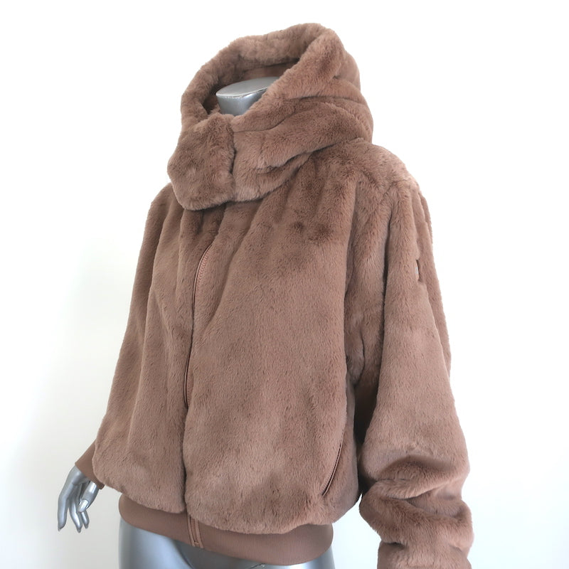 Alo Yoga Foxy Faux Fur Hooded Jacket Toasted Almond Size Medium
