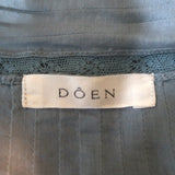 Doen Albertine High Neck Pintucked Top Blue Lace-Trimmed Cotton Size Small