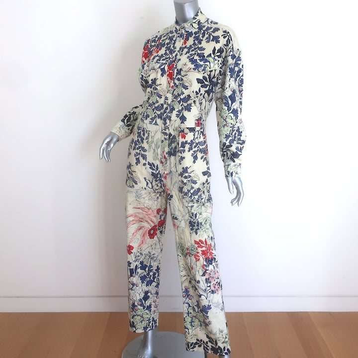 Chufy Tassa Floral Print Jumpsuit Cream/Multi Cotton Twill Size Medium