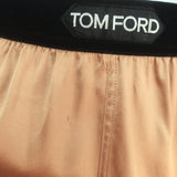 Tom Ford Boxer Shorts Gold Velvet-Trimmed Silk Satin Size Small