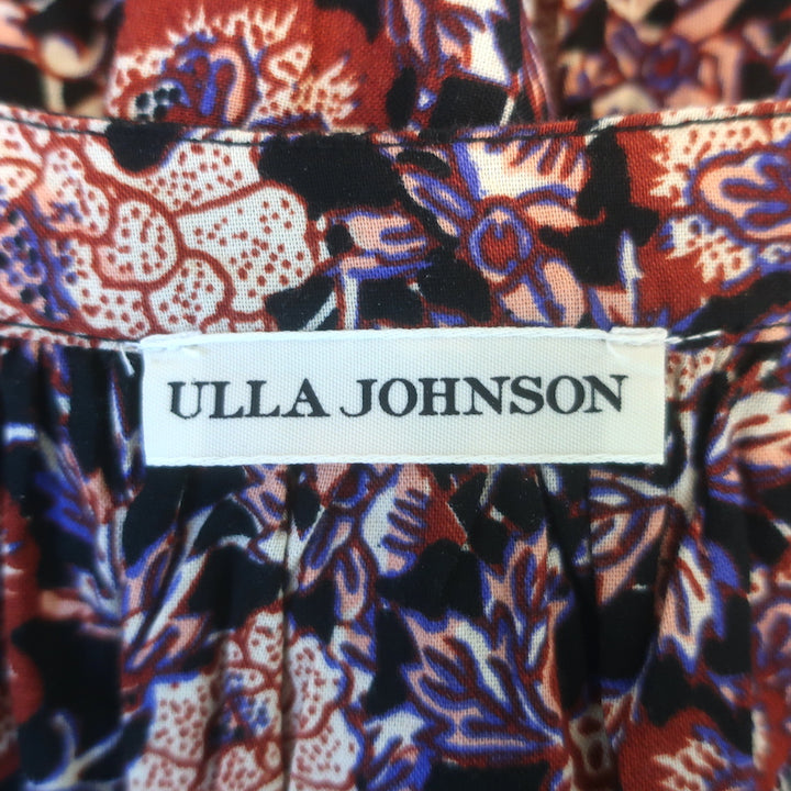 Ulla Johnson Claribel Puff Sleeve Tiered Midi Dress Black Floral Print Size 6