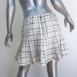Alice + Olivia Zona Checked Tweed Godet Mini Skirt Cream/Black Size 10 NEW