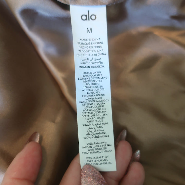 Alo Yoga Foxy Faux Fur Hooded Jacket Toasted Almond Size Medium