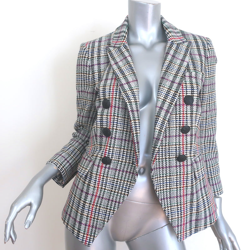 Veronica Beard Empire Dickey Jacket White/Multi Houndstooth Plaid Size 4